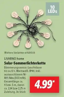 Lidl LIVARNO home Solar-Sommerlichterkette Angebot