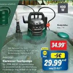Lidl PARKSIDE Klarwasser-Tauchpumpe Angebot