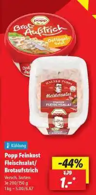 Lidl Popp Feinkost Fleischsalat/Brotaufstrich Angebot