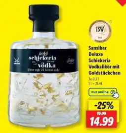 Lidl Sansibar Deluxe Schickeria Vodkalikör mit Goldstückchen Angebot