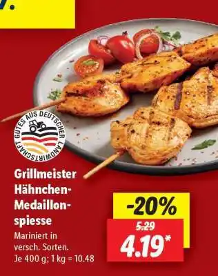 Lidl Grillmeister Hähnchen- Medaillonspieße Angebot