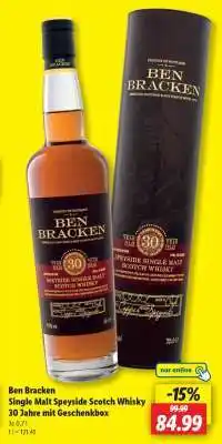 Lidl Ben Bracken Single Malt Speyside Scotch Whisky 30 Jahre mit Geschenkbox Angebot