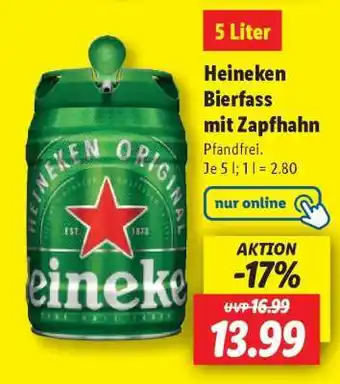 Lidl Heineken Bierfass mit Zapfhahn Angebot