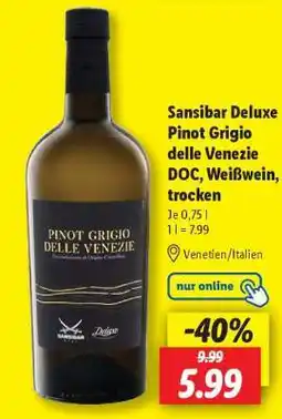 Lidl Sansibar Deluxe Pinot Grigio delle Venezie DOC, Weißwein, trocken Angebot