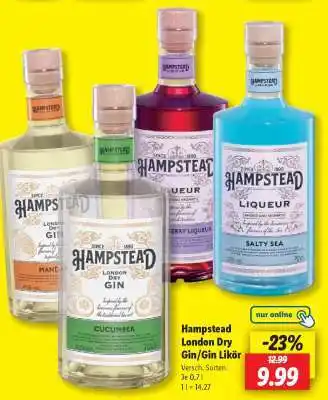 Lidl Hampstead London Dry Gin/Gin Likör Angebot