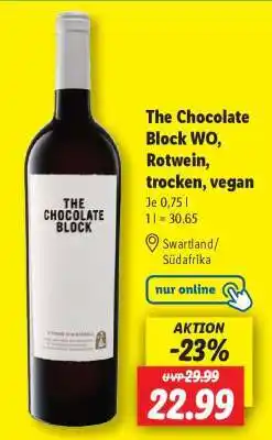Lidl The Chocolate Block WO, Rotwein, trocken, vegan Angebot