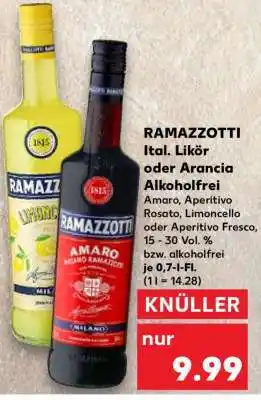 Kaufland RAMAZZOTTI Ital. Likör oder Arancia Alkoholfrei Angebot