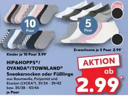 Kaufland HIP&HOPPS /OYANDA /TOWNLAND Sneakersocken oder Füßlinge Angebot