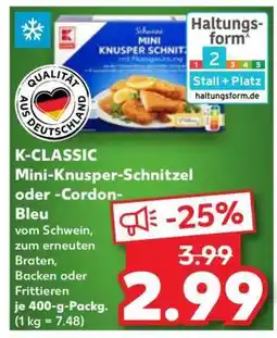 Kaufland K-CLASSIC Mini-Knusper-Schnitzel oder Cordon Bleu Angebot