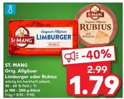 Kaufland ST. MANG Orig. Allgäuer Limburger oder Rubius Angebot