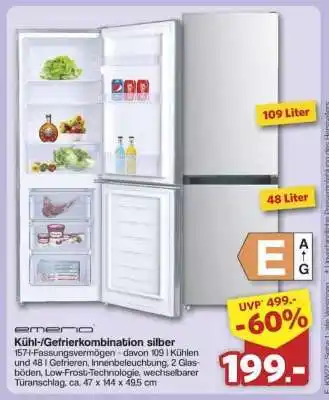 Famila Nord Ost Kühl/Gefrierkombination silber Angebot