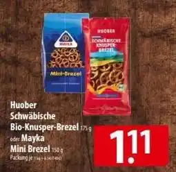 Famila Nord Ost Huober Schwäbische Bio-Knusper-Brezel oder Mayka Mini Brezel Angebot