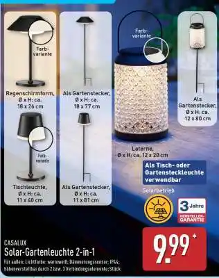 Aldi Nord CASALUX Solar-Gartenleuchte 2-in-1 Angebot