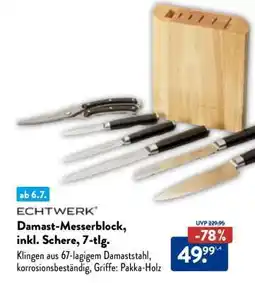Aldi Nord Damast-Messerblock, inkl. Schere, 7-tlg Angebot