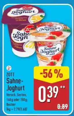 Aldi Nord ZOTT Sahne-Joghurt Angebot