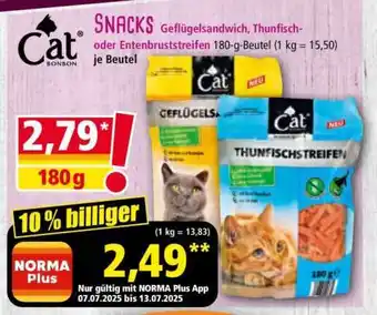 Norma SNACKS Geflügelsandwich, Thunfisch- oder Entenbruststreifen Angebot