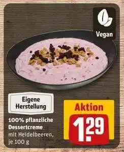 REWE 100% pflanzliche Dessertcreme mit Heidelbeeren, je 100 g Angebot