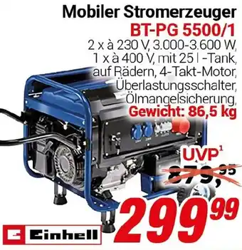 CENTERSHOP Einhell Mobiler Stromerzeuger BT-PG 5500/1 Angebot