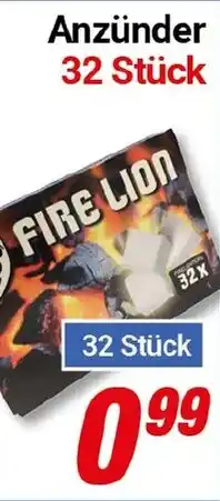 CENTERSHOP Anzünder 32 Stück FIRE LION Angebot