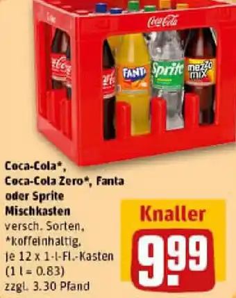 REWE Coca-Cola, Coca-Cola Zero, Fanta oder Sprite Mischkasten Angebot