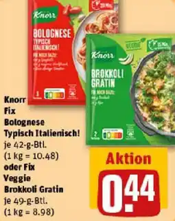 REWE Knorr Fix Bolognese Typisch Italienisch! oder Fix Veggie Brokkoli Gratin Angebot