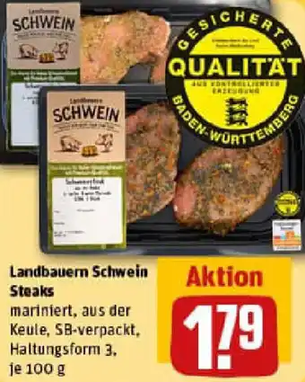 REWE Landbauern Schwein Steaks Angebot