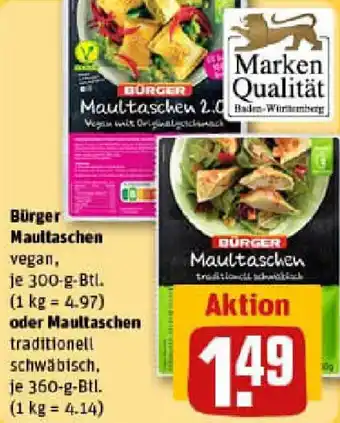 REWE Bürger Maultaschen oder Maultaschen Angebot