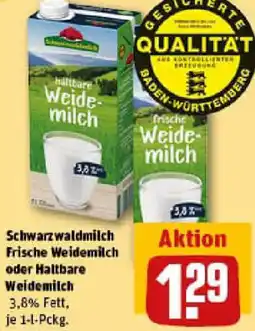 REWE Schwarzwaldmilch Frische Weidemilch oder Haltbare Weidemilch Angebot