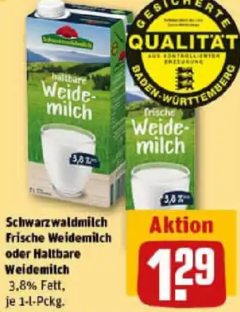 REWE Schwarzwaldmilch Frische Weidemilch oder Haltbare Weidemilch Angebot