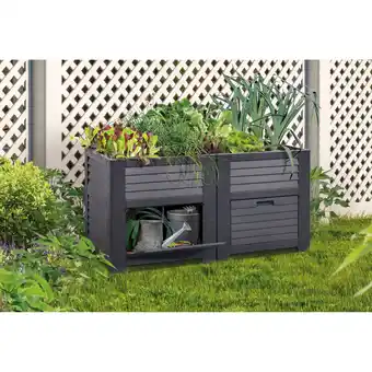 toom Baumarkt Hochbeet mit 2 Staufächern anthrazit 150 x 78 x 76 cm Angebot