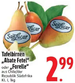 Edeka SanLucar Tafelbirnen „Abate Fetel" oder Forelle Angebot