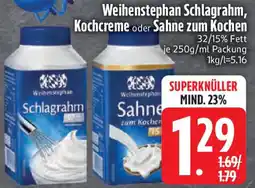 Edeka Weihenstephan Schlagrahm, Kochcreme oder Sahne zum Kochen Angebot