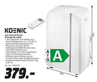 MediaMarkt Koenic kac 9022 w wlan klimagerät mobil Angebot