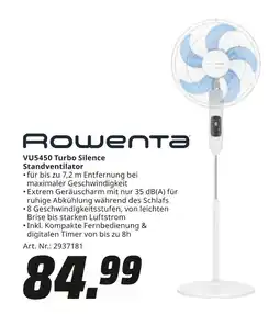 MediaMarkt Rowenta vu5450 turbo silence standventilator Angebot
