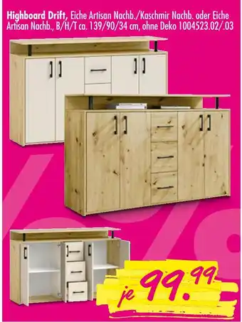 Möbel Boss Highboard drift Angebot