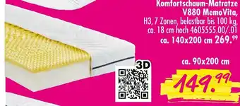 Möbel Boss Komfortschaum-matratze v880 memovita Angebot