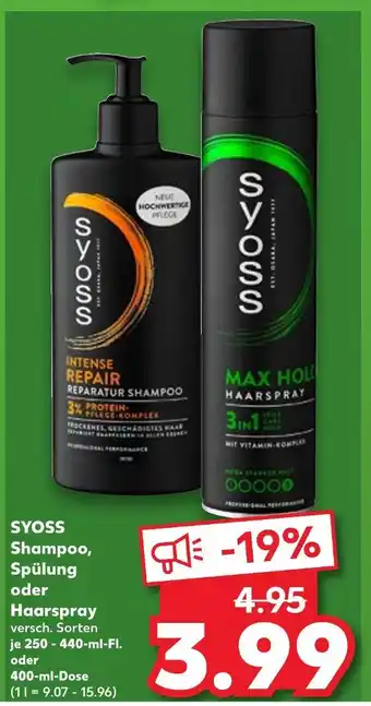 Kaufland Syoss shampoo, spülung oder haarspray Angebot