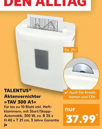 Kaufland Talentus aktenvernichter tav 300 a1 Angebot