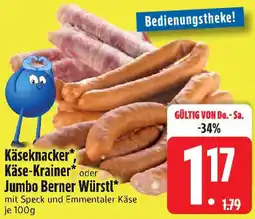 Edeka Käseknacker, Käse-Krainer oder Jumbo Berner Würstl Angebot