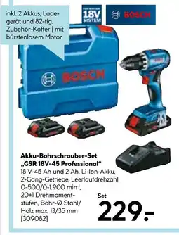Hellweg Bosch akku-bohrschrauber-set gsr 18v-45 professional Angebot