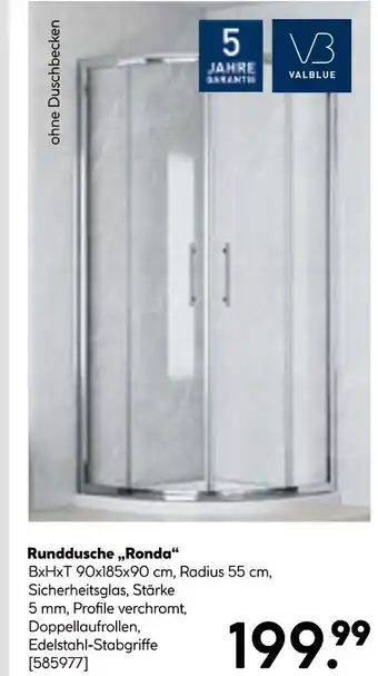 Hellweg Valblue runddusche „ronda“ Angebot