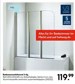 Hellweg Valblue badewannenfaltwand 3-tlg Angebot