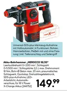 Hellweg Einhell akku-bohrhammer hercocco 18/20 Angebot