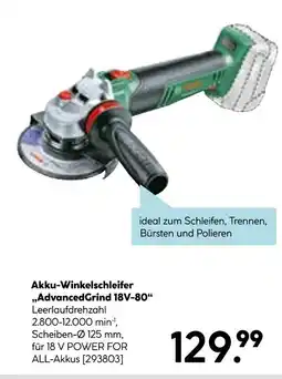 Hellweg Bosch akku-winkelschleifer „advancedgrind 18v-80“ Angebot