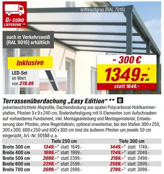 toom Baumarkt Terrassenüberdachung „easy edition“ Angebot