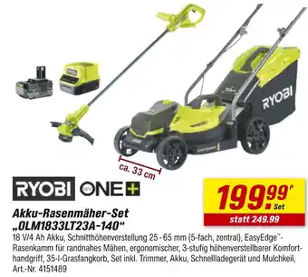 toom Baumarkt Ryobi akku-rasenmäher-set „olm1833lt23a-140“ Angebot