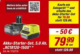 toom Baumarkt Ryobi akku-starter-set „rc18120-150x“ 5,0 ah Angebot