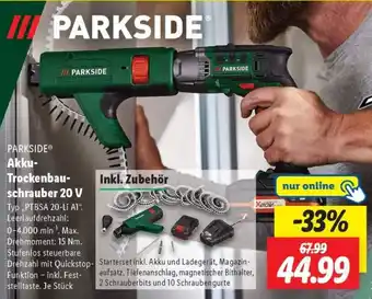 Lidl PARKSIDE Akku Trockenbauschrauber 20 V Angebot