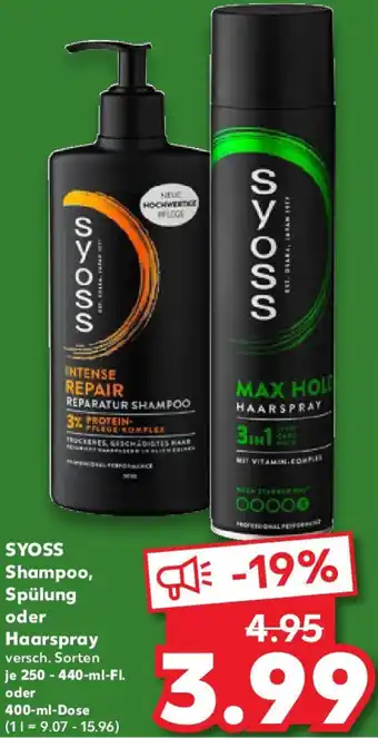 Kaufland SYOSS Shampoo, Spülung oder Haarspray Angebot