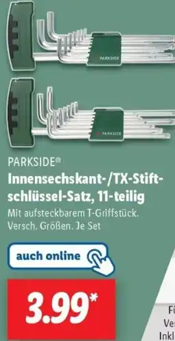 Lidl PARKSIDE Innensechskant-/TX-Stiftschlüssel-Satz, 11-teilig Angebot